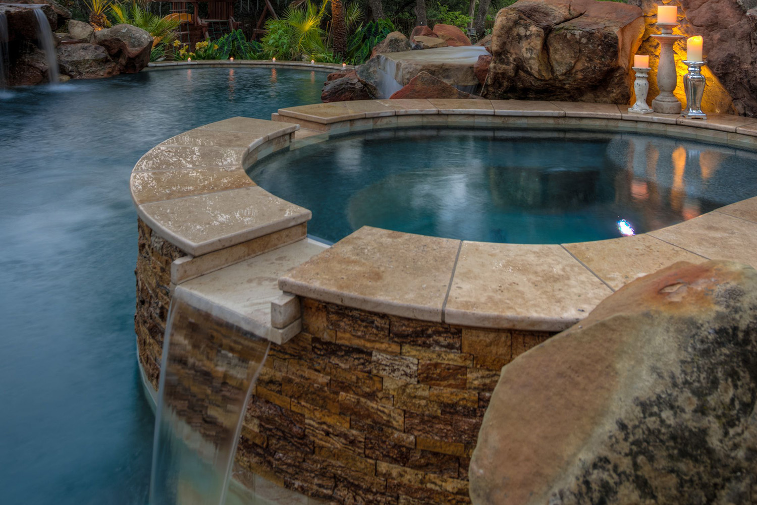 Pool with Water Spout and Column