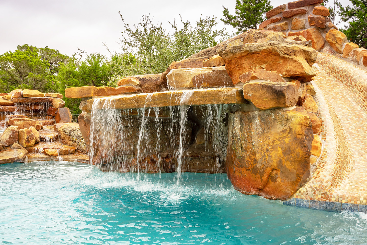 Custom Pool with Waterfall Grotto