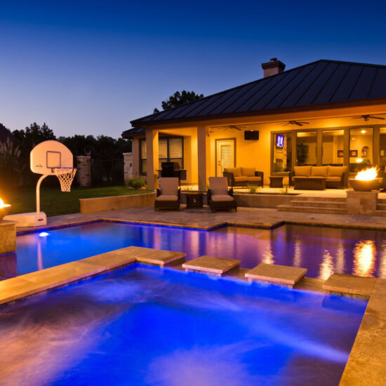 LED Pool Lights offer night swimming at this San Antonio Pool.