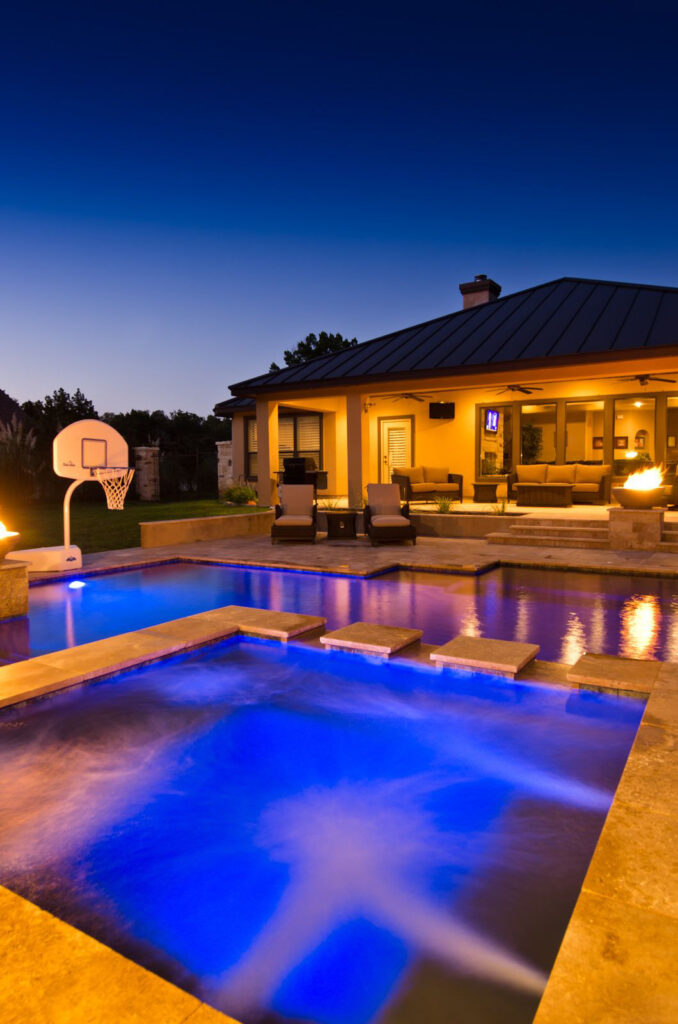 LED Pool Lights offer night swimming at this San Antonio Pool.