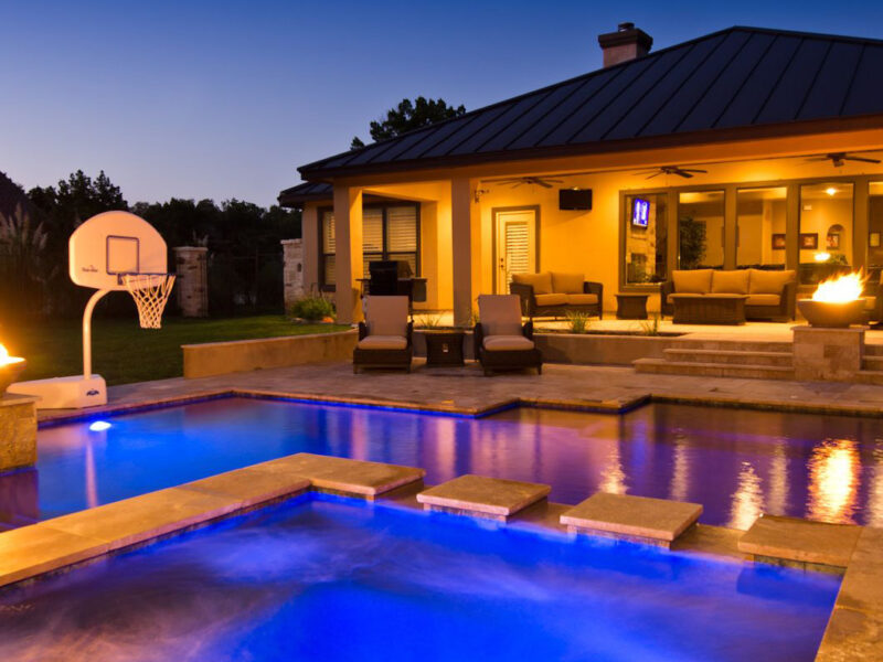 LED Pool Lights offer night swimming at this San Antonio Pool.