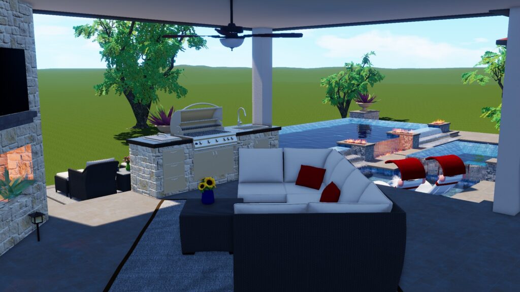 rendering of an outdoor kitchen