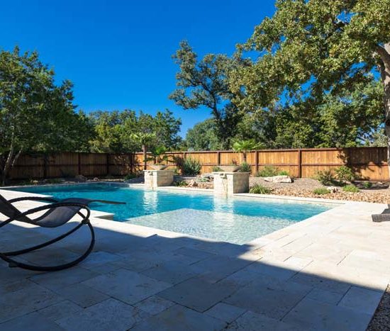 modern pool with beautiful water features