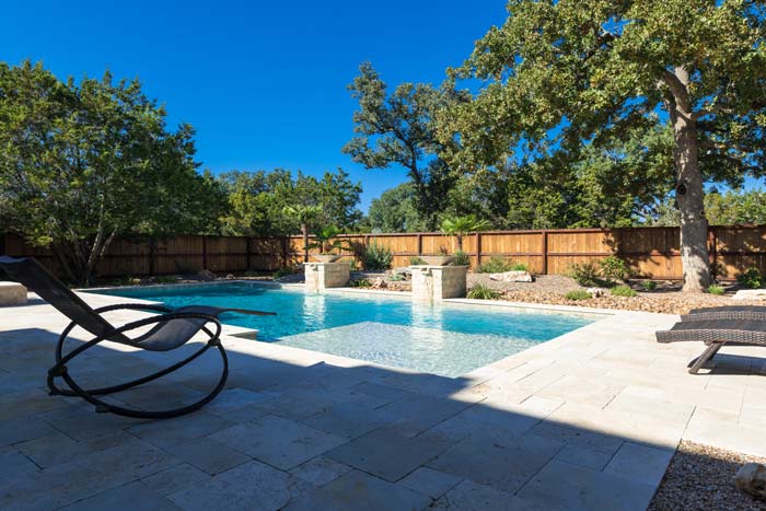 modern pool with beautiful water features