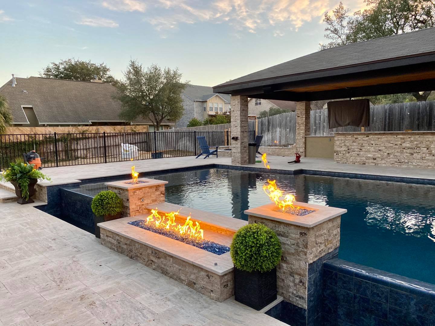 san antonio home with outdoor fire features near pool